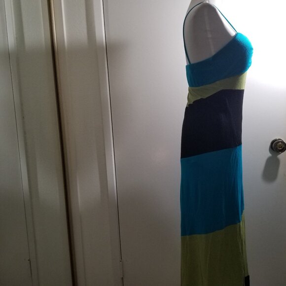 XOXO Maxi Long Dress in multi-colors (blue, green, black), size M - Picture 7 of 13